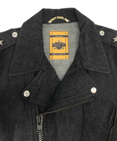 SCHOTT BROS.（ショット）SCHOTT BROS. (ショットブロス) デニムワンスターライダースジャケット ブラック サイズ:38の古着・服飾アイテム