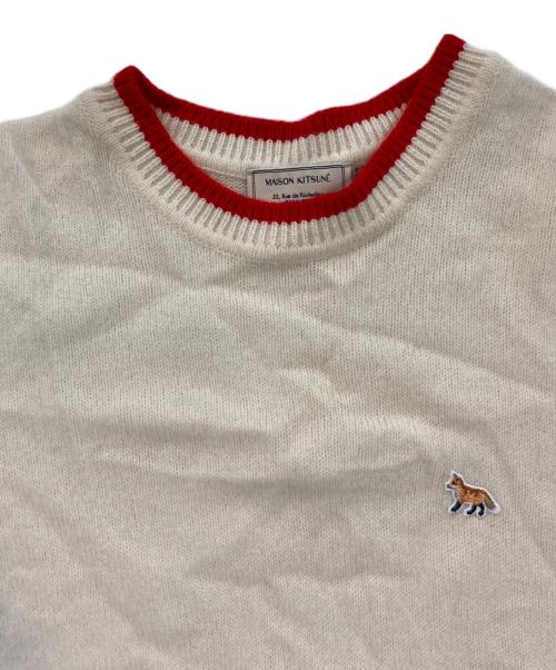 maison kitsune（メゾンキツネ）MAISON KITSUNE (メゾンキツネ) LAMBSWOOL R NECK PULLOVER アイボリー サイズ:SIZE XSの古着・服飾アイテム