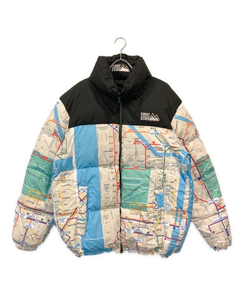 FIRST DOWN（ファーストダウン）FIRST DOWN (ファーストダウン) atmos (アトモス) 地図柄リバーシブルダウンジャケット マルチカラー サイズ:SIZE XLの古着・服飾アイテム