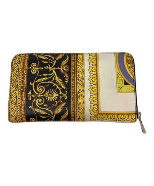VERSACE（ヴェルサーチェ）VERSACE (ヴェルサーチェ) ラウンドジップウォレット ブラック×イエローの古着・服飾アイテム