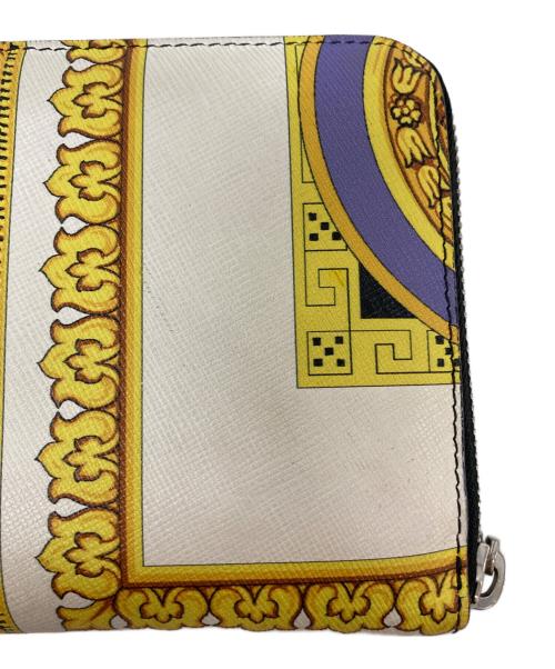 VERSACE（ヴェルサーチェ）VERSACE (ヴェルサーチェ) ラウンドジップウォレット ブラック×イエローの古着・服飾アイテム
