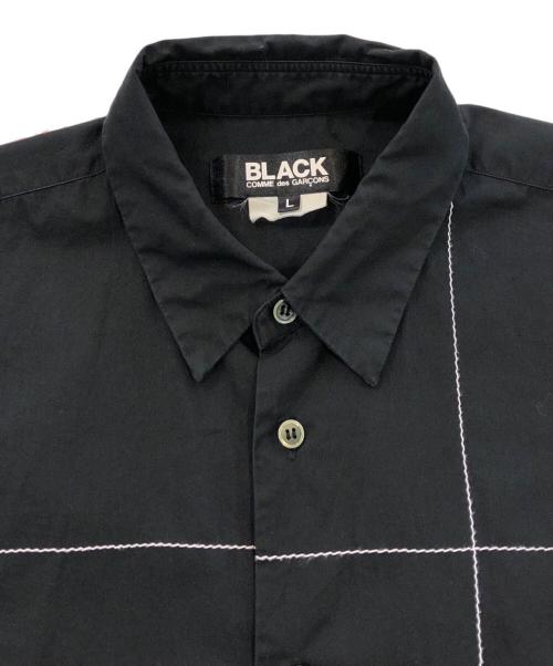 BLACK COMME des GARCONS（ブラックコムデギャルソン）BLACK COMME des GARCONS (コムデギャルソン) ホワイトステッチシャツ ブラック サイズ:Lの古着・服飾アイテム