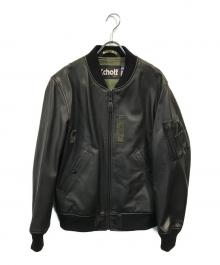 Schott（ショット）の古着「MA-1レザーブルゾン」｜ブラック