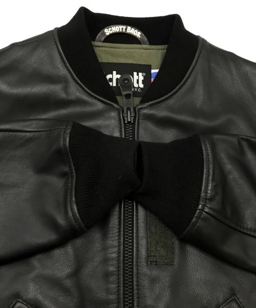 Schott（ショット）Schott (ショット) MA-1レザーブルゾン ブラック サイズ:Mの古着・服飾アイテム
