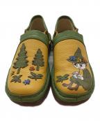 estacion×MOOMINエスタシオ×ムーミン）の古着「スナフキンモチーフ本革スリッポンシューズ」｜グリーン