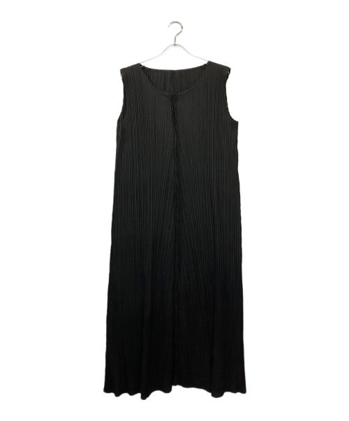 PLEATS PLEASE（プリーツプリーズ）PLEATS PLEASE (プリーツプリーズ) センターシームノースリーブプリーツワンピース ブラック サイズ:4の古着・服飾アイテム