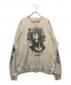 SAINT MICHAEL×KAWAMURA KOUSUKEセントマイケル×カワムラコウスケ）の古着「ダメージ加工プリントスウェット」｜グレー