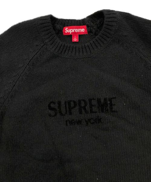 SUPREME（シュプリーム）Supreme (シュプリーム) Flocked Logo Sweater ブラック サイズ:SIZE Lの古着・服飾アイテム