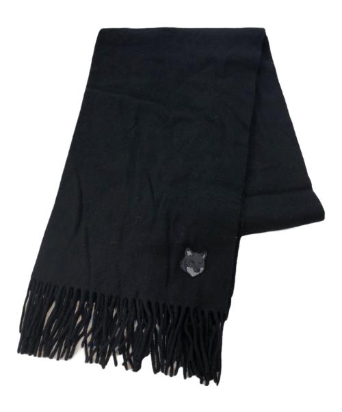 maison kitsune（メゾンキツネ）MAISON KITSUNE (メゾンキツネ) ボールドフォックスヘッドスカーフ ブラックの古着・服飾アイテム