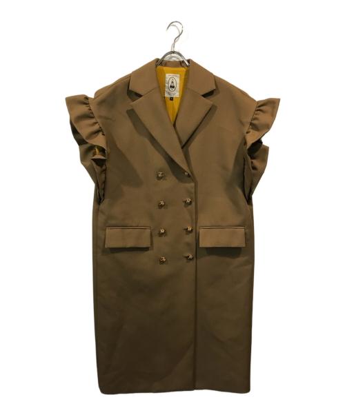 leur logette（ルールロジェット）leur logette (ルールロジェット) ノースリーブ金釦ダブルコート ブラウン サイズ:1の古着・服飾アイテム
