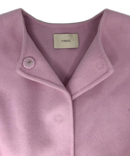 LE PHIL（ル フィル）LE PHIL (ル フィル) ソフトウールリバーハーフコート ピンクの古着・服飾アイテム