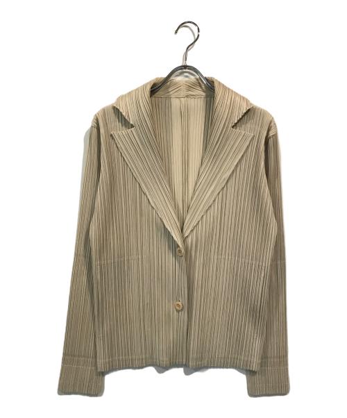 PLEATS PLEASE（プリーツプリーズ）PLEATS PLEASE (プリーツプリーズ) プリーツ2Bジャケット ベージュ サイズ:4の古着・服飾アイテム