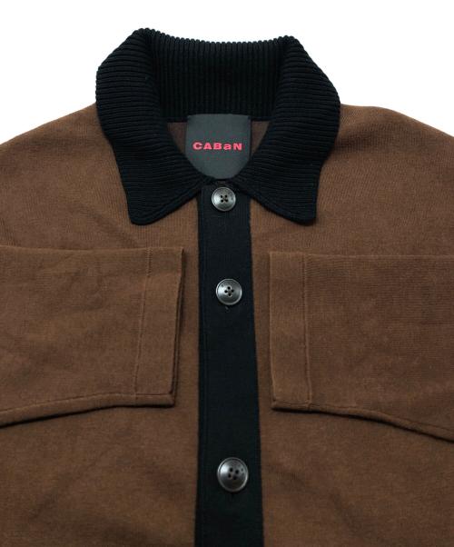 CABAN（キャバン）CABAN (キャバン) コットンカシミヤ エンブレムポロカーディガン ブラウン サイズ:Lの古着・服飾アイテム
