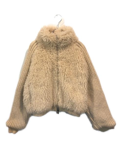 Diego M（ディエゴエム）Diego M (ディエゴエム) ニット袖とエコカーリーファーボンバーブルゾン アイボリー サイズ:42の古着・服飾アイテム