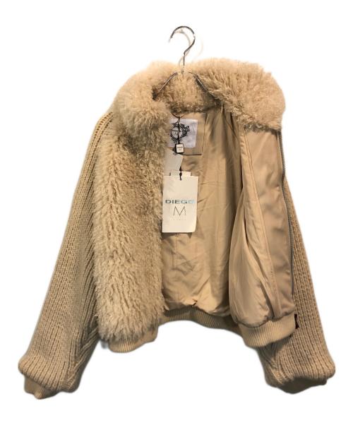 Diego M（ディエゴエム）Diego M (ディエゴエム) ニット袖とエコカーリーファーボンバーブルゾン アイボリー サイズ:42の古着・服飾アイテム