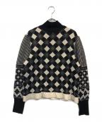 Mame Kurogouchiマメクロゴウチ）の古着「Multi-Grid Roll Neck Knit Top」｜ホワイト×ブラック