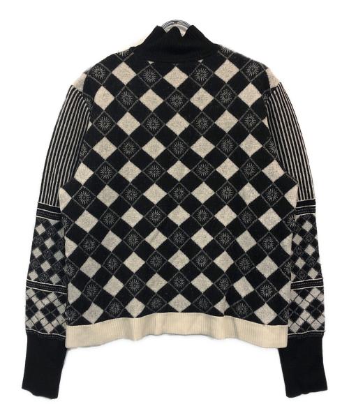 Mame Kurogouchi（マメクロゴウチ）Mame Kurogouchi (マメクロゴウチ) Multi-Grid Roll Neck Knit Top ホワイト×ブラック サイズ:SIZE 2の古着・服飾アイテム