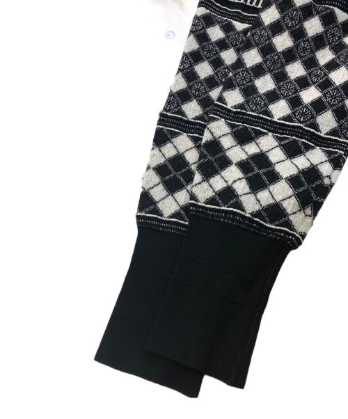 Mame Kurogouchi（マメクロゴウチ）Mame Kurogouchi (マメクロゴウチ) Multi-Grid Roll Neck Knit Top ホワイト×ブラック サイズ:SIZE 2の古着・服飾アイテム