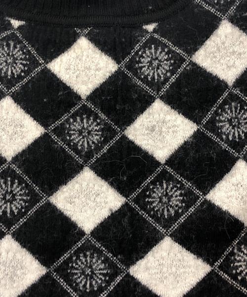 Mame Kurogouchi（マメクロゴウチ）Mame Kurogouchi (マメクロゴウチ) Multi-Grid Roll Neck Knit Top ホワイト×ブラック サイズ:SIZE 2の古着・服飾アイテム