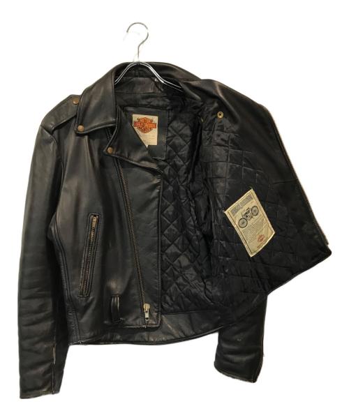 HARLEY-DAVIDSON（ハーレーダビッドソン）HARLEY-DAVIDSON (ハーレーダビッドソン) ダブルライダースジャケット ブラック サイズ:SIZE 38の古着・服飾アイテム
