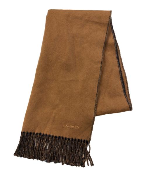 HERMES（エルメス）HERMES (エルメス) カシミヤマフラー ブラウンの古着・服飾アイテム