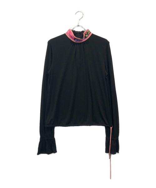 LEONARD（レオナール）LEONARD (レオナール) プリントハイネックドローコードカットソー ブラック サイズ:Mの古着・服飾アイテム