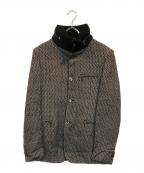 EMPORIO ARMANIエンポリオアルマーニ）の古着「スタンドカラーヘリンボーンジャケット」｜ブラック