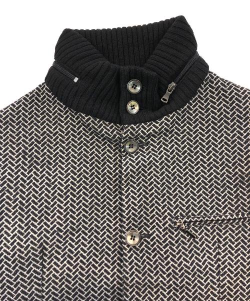 EMPORIO ARMANI（エンポリオアルマーニ）EMPORIO ARMANI (エンポリオアルマーニ) スタンドカラーヘリンボーンジャケット ブラック サイズ:SIZE 44の古着・服飾アイテム