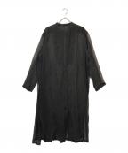 Whim Gazetteウィムガゼット）の古着「バンドカラーメッシュリネンシャツワンピース」｜ブラック