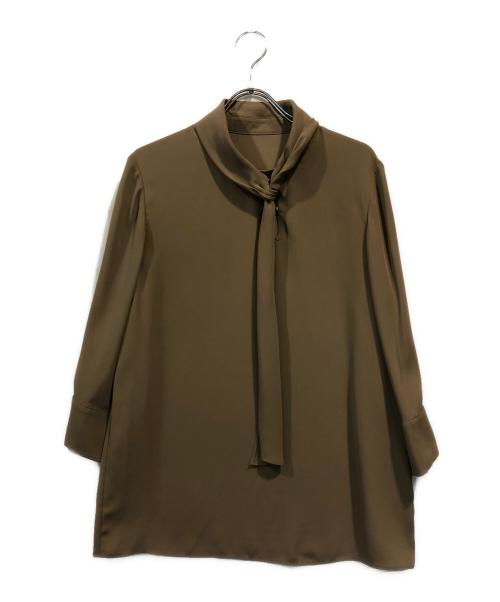 icB（アイシービー）icB (アイシービー) バックサテンアムンゼンボウタイブラウス ベージュ サイズ:XSの古着・服飾アイテム