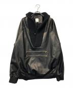 PAUL SMITHポールスミス）の古着「羊革ビッグカラープルオーバー レザージャケット」｜ブラック