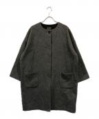 オローネオローネ）の古着「ノーカラーコート」｜グレー