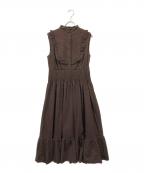 HER LIP TOハーリップトゥ）の古着「Paisley Cotton Lace Long Dress」｜ブラウン