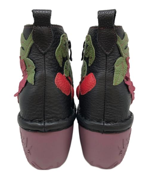 estacion（エスタシオ）estacion (エスタシオ) ぶどうモチーフ本革ショートブーツ ブラック サイズ:Lの古着・服飾アイテム