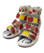 estacionエスタシオ）の古着「フルーツモチーフ本革ウェッジサンダル」｜ベージュ