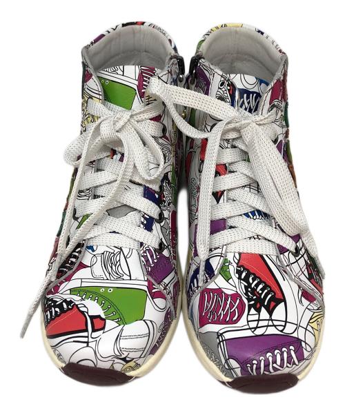 estacion（エスタシオ）estacion (エスタシオ) プリント柄エアサイクルハイカットスニーカー ホワイト サイズ:Mの古着・服飾アイテム