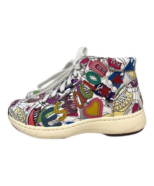 estacion（エスタシオ）estacion (エスタシオ) プリント柄エアサイクルハイカットスニーカー ホワイト サイズ:Mの古着・服飾アイテム