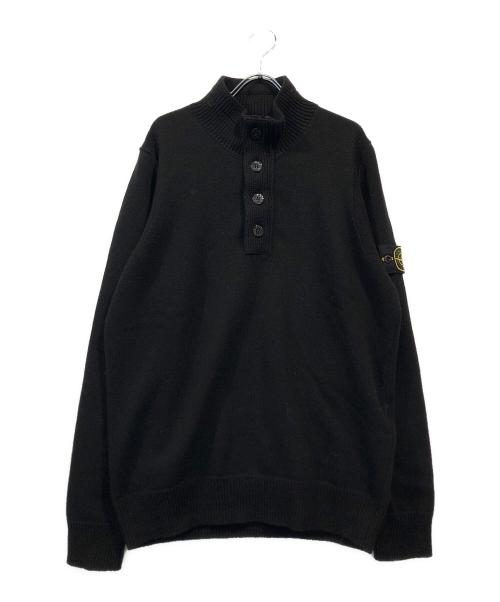 STONE ISLAND（ストーンアイランド）STONE ISLAND (ストーンアイランド) ハーフジップボタンニット ブラック サイズ:Lの古着・服飾アイテム