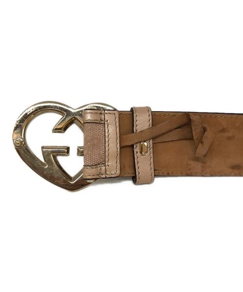 GUCCI（グッチ）GUCCI (グッチ) グッチシマ ハート GG バックルベルト ブラウン×パープルの古着・服飾アイテム