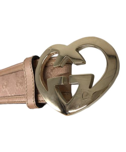 GUCCI（グッチ）GUCCI (グッチ) グッチシマ ハート GG バックルベルト ブラウン×パープルの古着・服飾アイテム