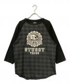 stussyステューシー）の古着「ラグランTシャツ」｜ブラック