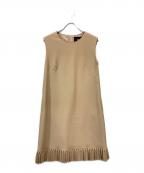 Reneルネ）の古着「エコレザーノースリーブワンピース」｜ベージュ