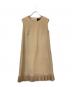 Rene（ルネ）の古着「エコレザーノースリーブワンピース」｜ベージュ