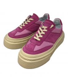 MM6 Maison Margiela（エムエムシックスメゾンマルジェラ）の古着「Gambetta Lace-Up Platform Sneakers」｜ピンク