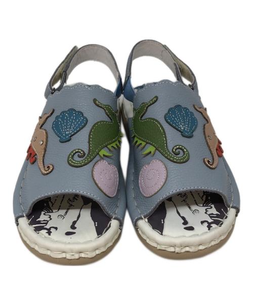 estacion（エスタシオ）estacion (エスタシオ) タツノオトシゴモチーフ本革スリッポン ライトブルー サイズ:Mの古着・服飾アイテム