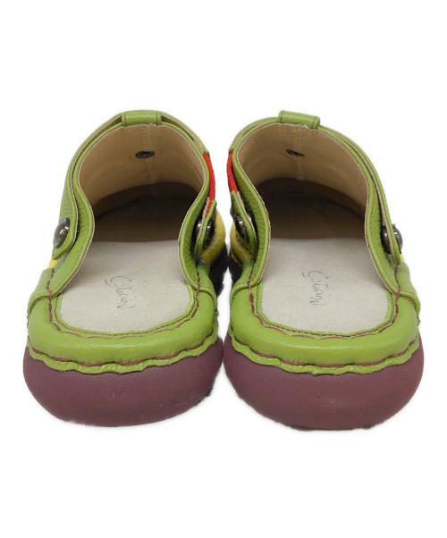 estacion（エスタシオ）estacion (エスタシオ) ワニモチーフ2way本革サボシューズ グリーン サイズ:Mの古着・服飾アイテム