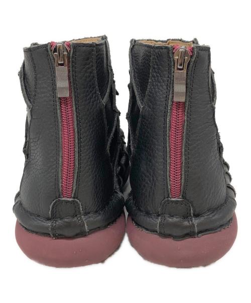 estacion（エスタシオ）estacion (エスタシオ) フラワーモチーフ本革レザーブーツ ブラック サイズ:Lの古着・服飾アイテム