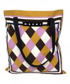 MARNIマルニ）の古着「フラワーカフェバンダナトート」｜ブラウン×ピンク