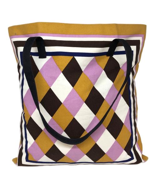 MARNI（マルニ）MARNI (マルニ) フラワーカフェバンダナトート ブラウン×ピンクの古着・服飾アイテム