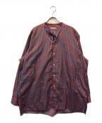 HUGENユーゲン）の古着「モーリス バンドカラーシャツ」｜オレンジ